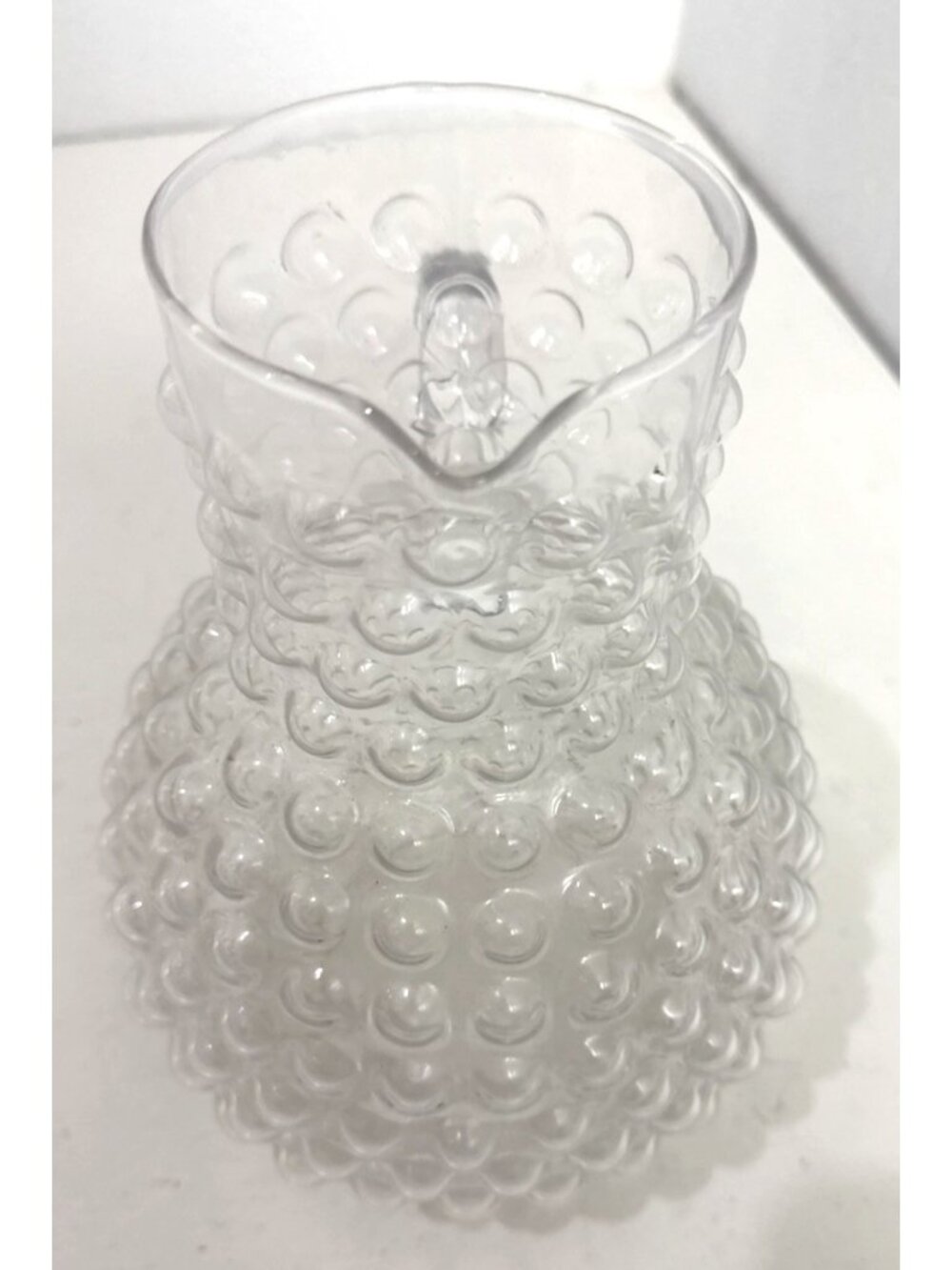 Vintage Hobnail Coin Bubble Clear Glass Pitcher Rare 8.5" - Picture 5 of 9